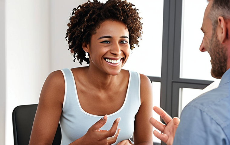 **
A person happily receiving advice and feedback, representing personal and professional growth. A bright and welcoming atmosphere.
**
