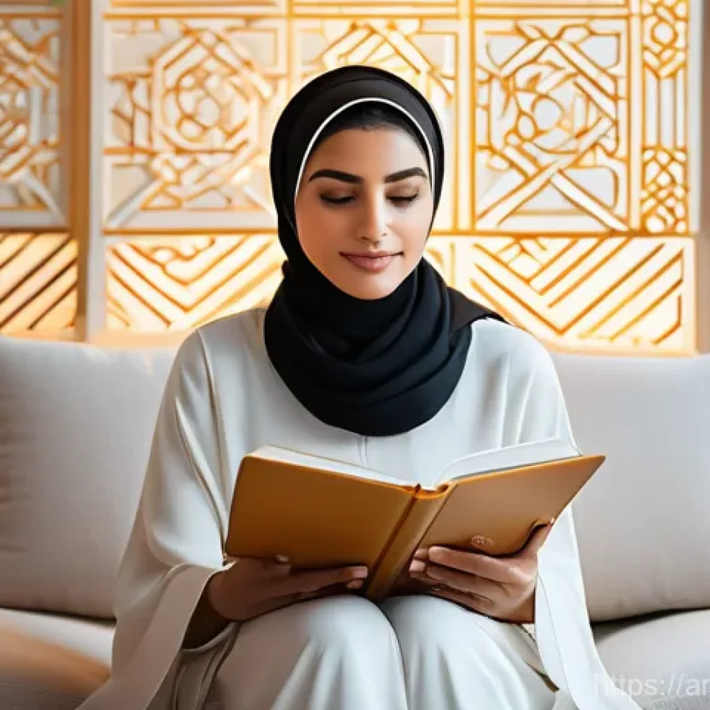 피드백 수용력 향상을 위한 온라인 코스 - **Prompt 1: "The Journey of Insight and Growth"**
A serene and reflective young Arab woman in he...