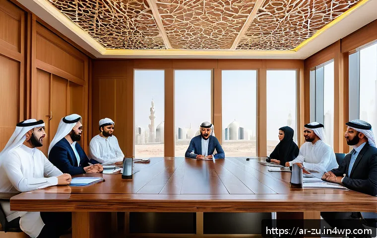 피드백 수용을 위한 이해관계자 관리 방법 - A professional Middle Eastern business meeting scene featuring diverse Arab stakeholders engaged in ...